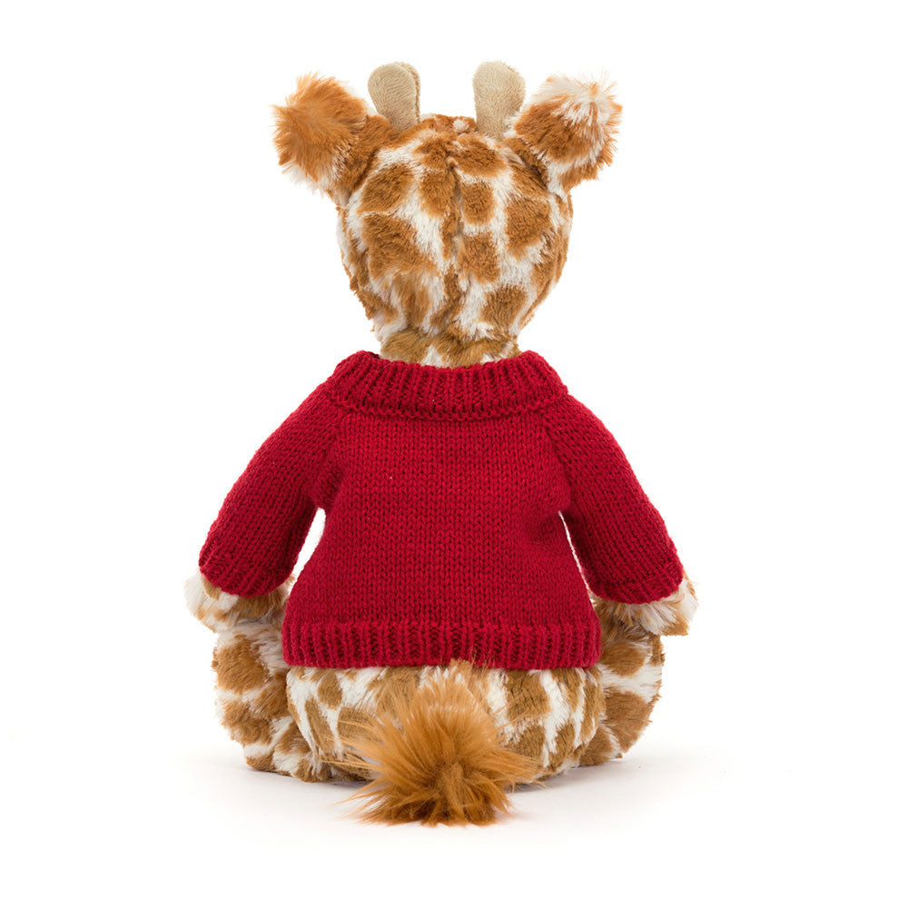Jellycat Bashful Giraffe with Personalized Red Jumper