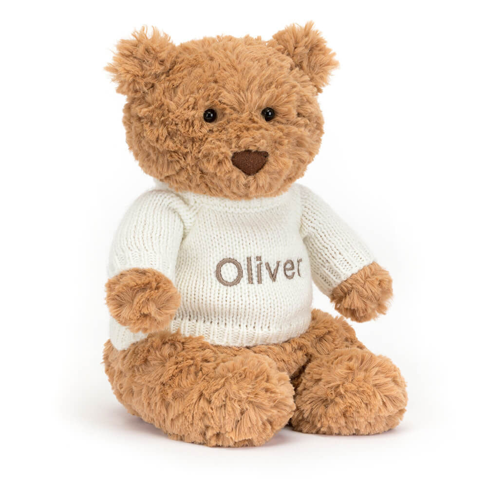 Jellycat Bartholomew Bear with Personalized Cream Jumper