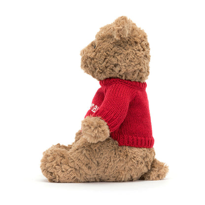 Jellycat Bartholomew Bear with Personalized Red Jumper