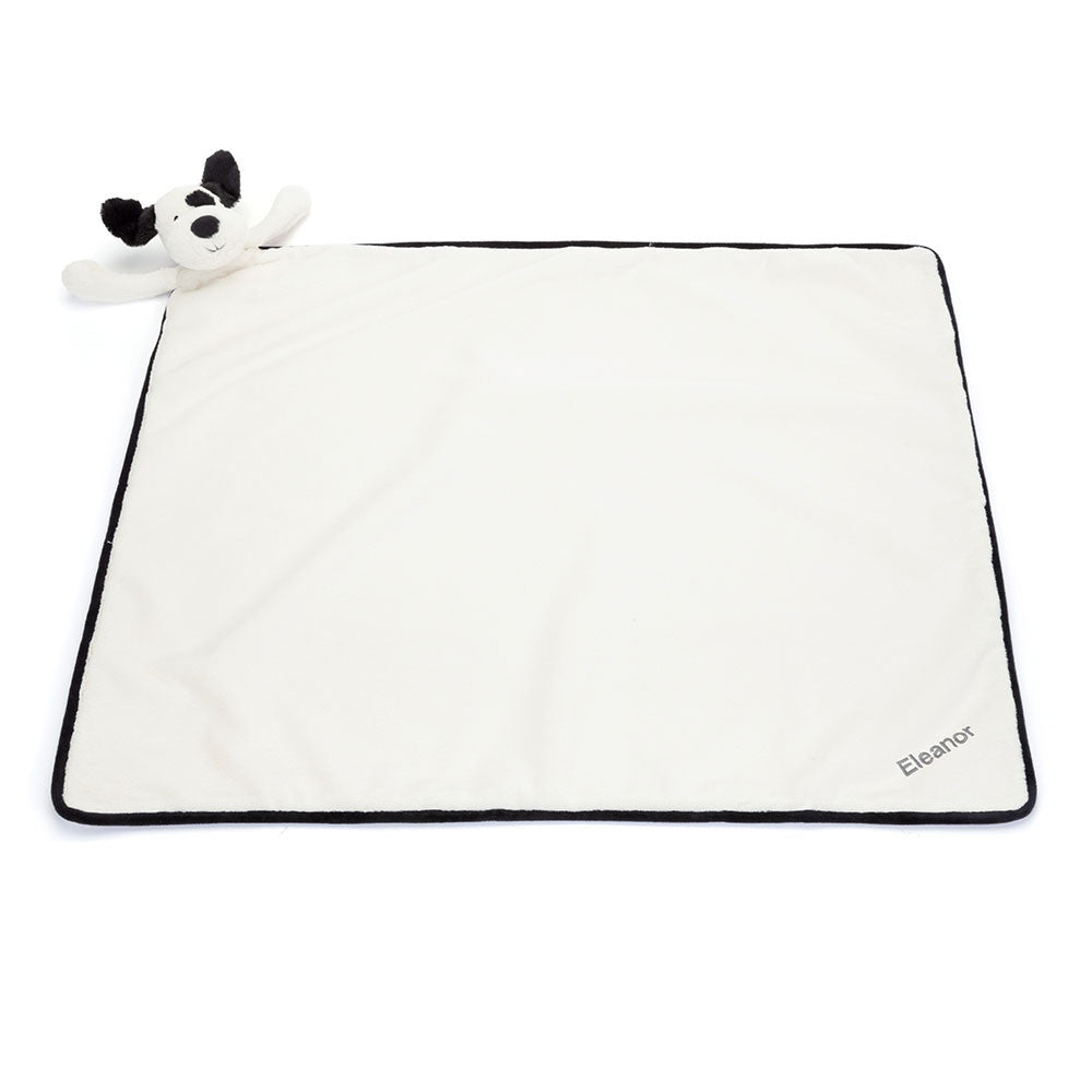 Jellycat Personalized Bashful Black & Cream Puppy Blankie