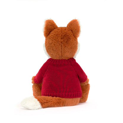Jellycat Bashful Fox Cub with Personalized Red Jumper