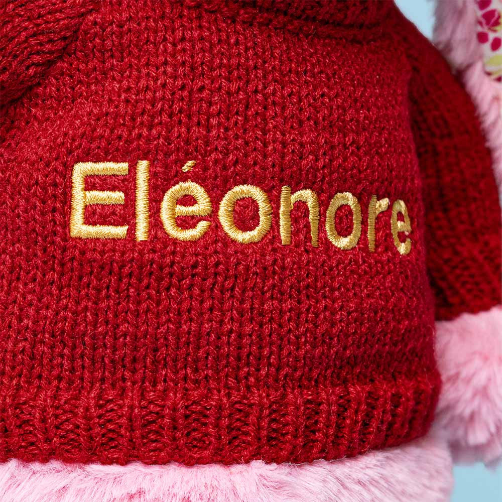 Jellycat Blushkin Blossom Luxe Bunny with Personalized Red Jumper