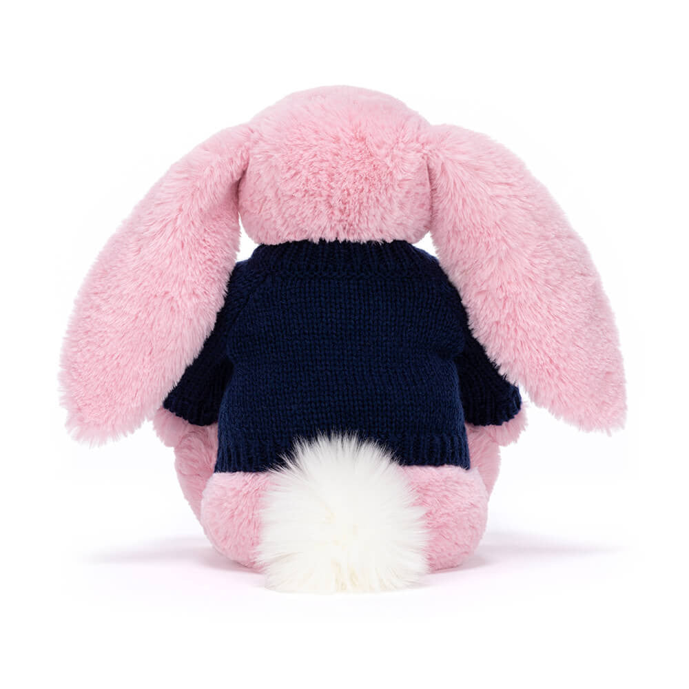 Jellycat Blushkin Blossom Luxe Bunny with Personalized Navy Jumper