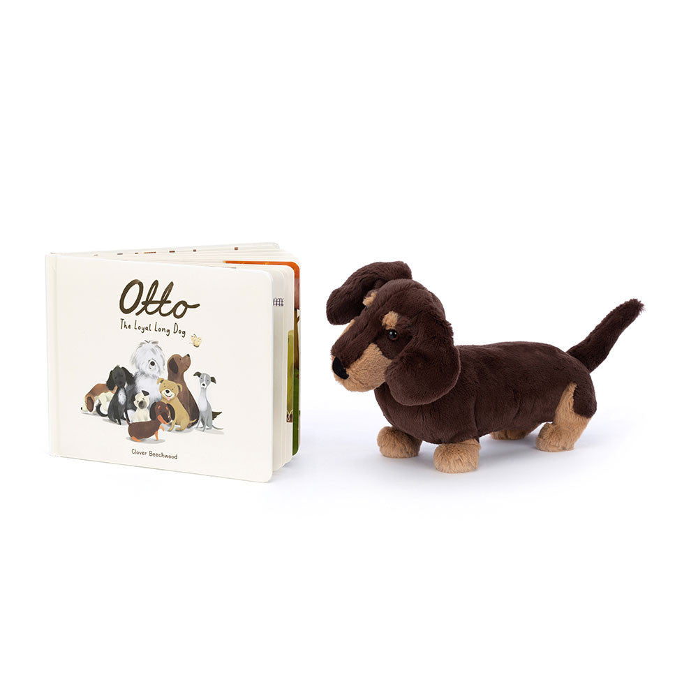 Jellycat Otto the Loyal Long Dog Book & Otto Sausage Dog Medium