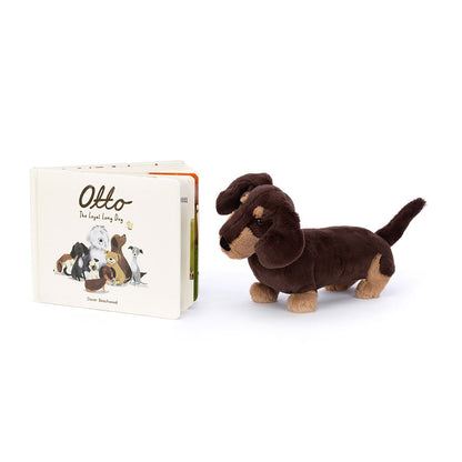 Jellycat Otto the Loyal Long Dog Book & Otto Sausage Dog Medium