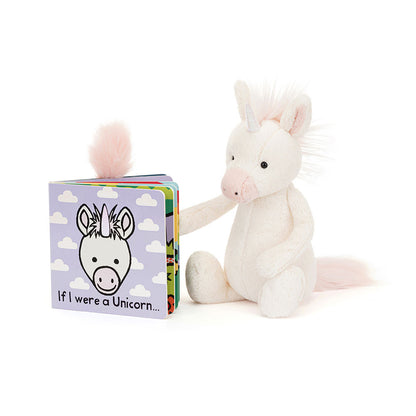 Jellycat If I Were a Unicorn Board Book & Bashful Unicorn Medium