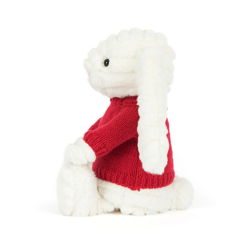 Jellycat Bashful Luxe Bunny Nimbus with Personalized Red Jumper