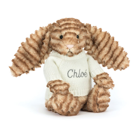 Jellycat Bashful Luxe Bunny Juniper with Personalized Cream Jumper