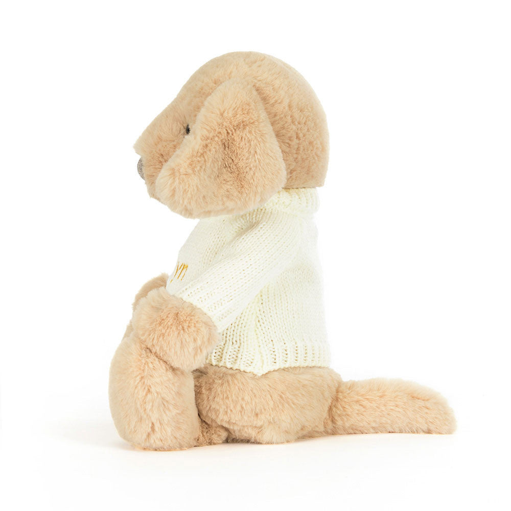 Jellycat Bashful Luxe Puppy Orlando with Personalized Cream Jumper