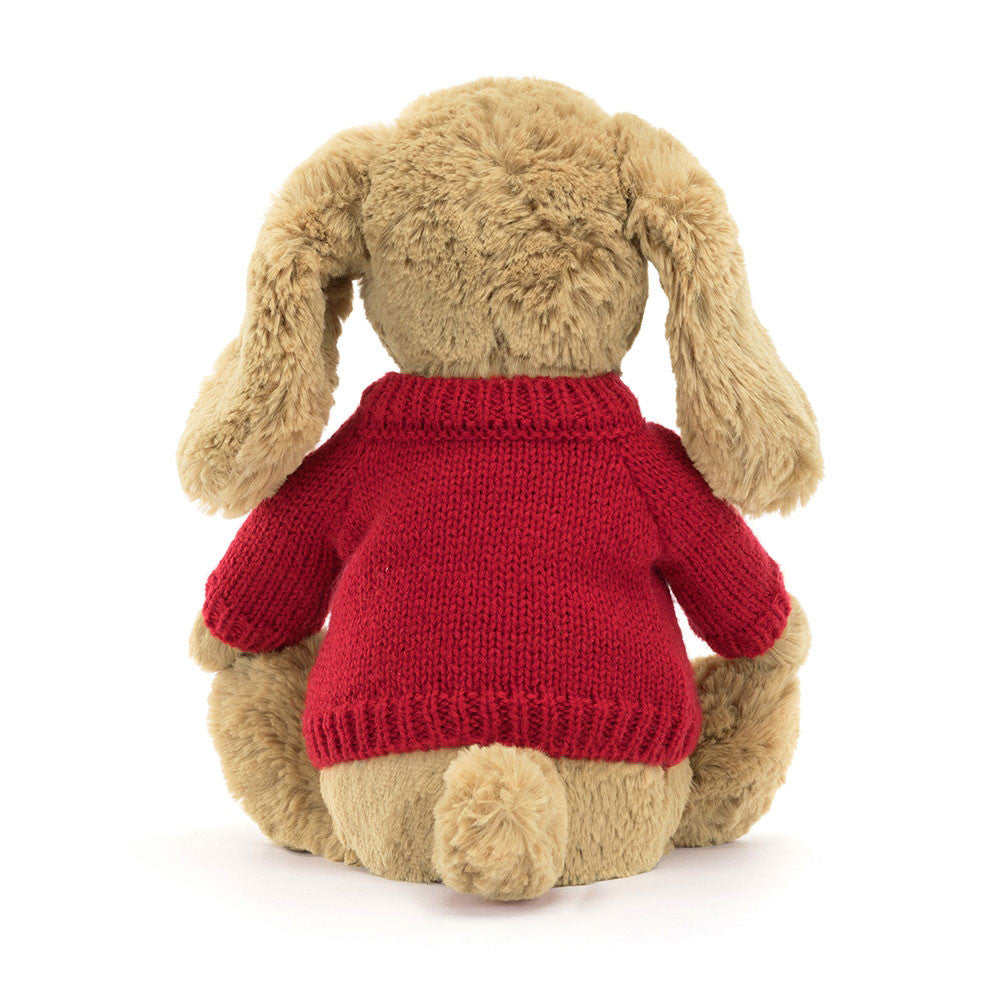Jellycat Bashful Toffee Puppy with Personalized Red Jumper