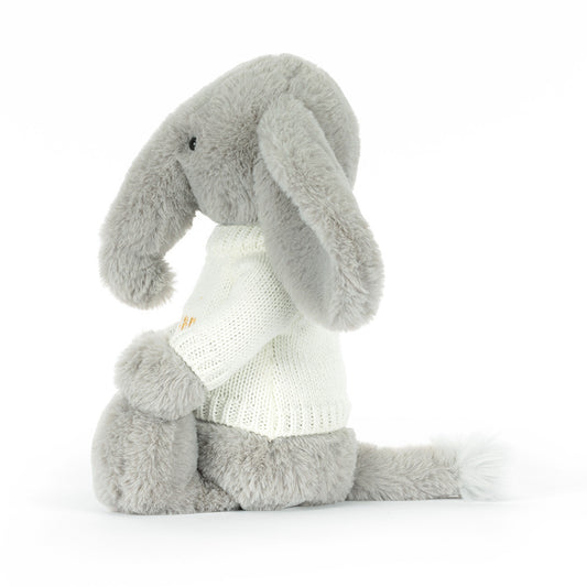 Jellycat Bashful Luxe Elephant Thuddeus with Personalized Cream Jumper