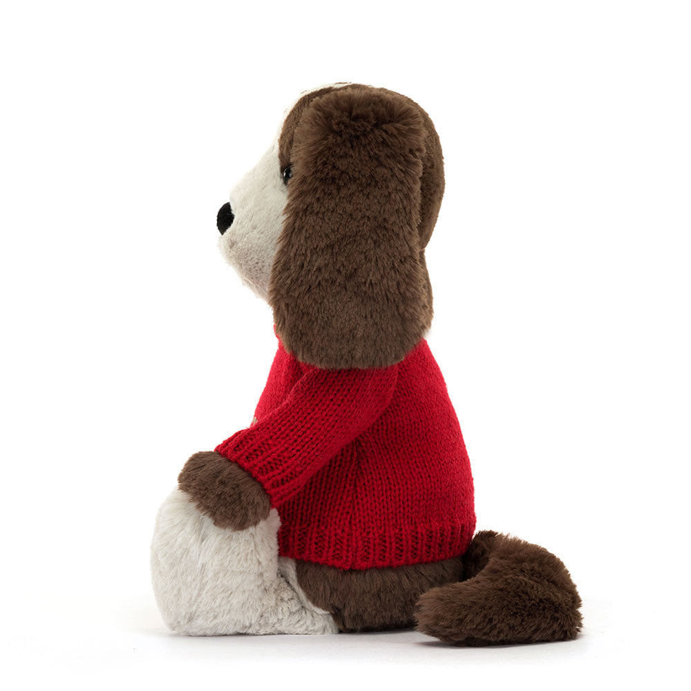 Jellycat Bashful Fudge Puppy with Personalized Red Jumper