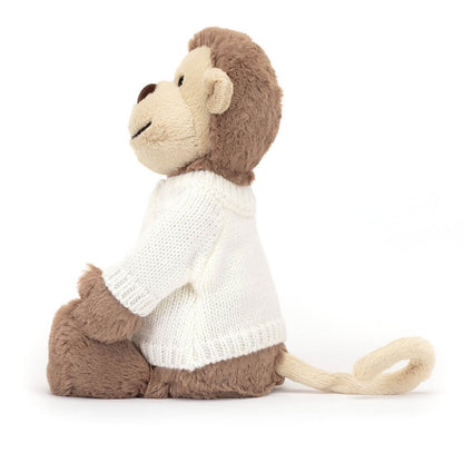 Jellycat Bashful Monkey with Personalized Cream Jumper