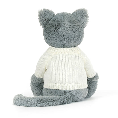 Jellycat Bashful Kitten with Personalized Cream Jumper