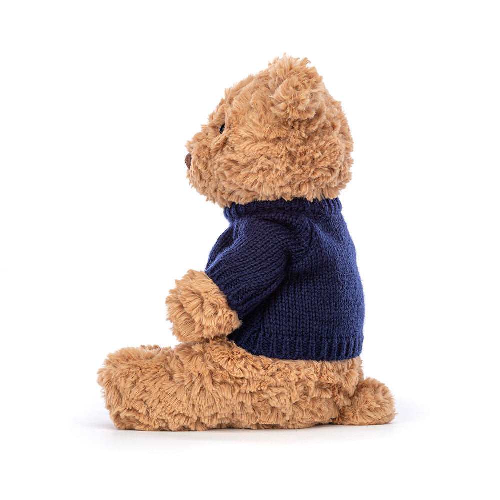 Jellycat Bartholomew Bear with Personalized Navy Jumper