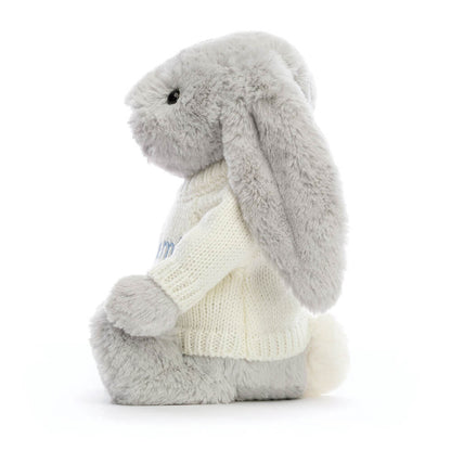 Jellycat Bashful Silver Bunny with Personalized Cream Jumper