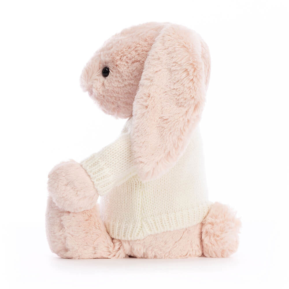Jellycat Bashful Blush Bunny with Personalized Cream Jumper