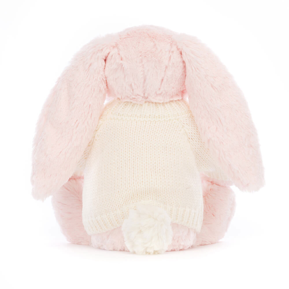 Jellycat Bashful Pink Bunny with Personalized Cream Jumper