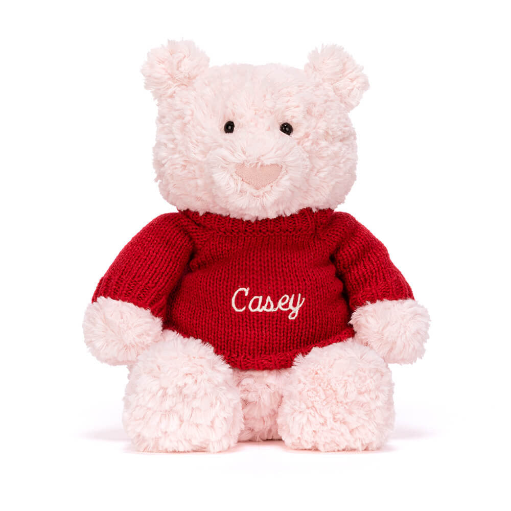 Jellycat Leola Bear with Personalized Red Jumper