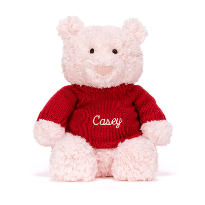 Jellycat Leola Bear with Personalized Red Jumper