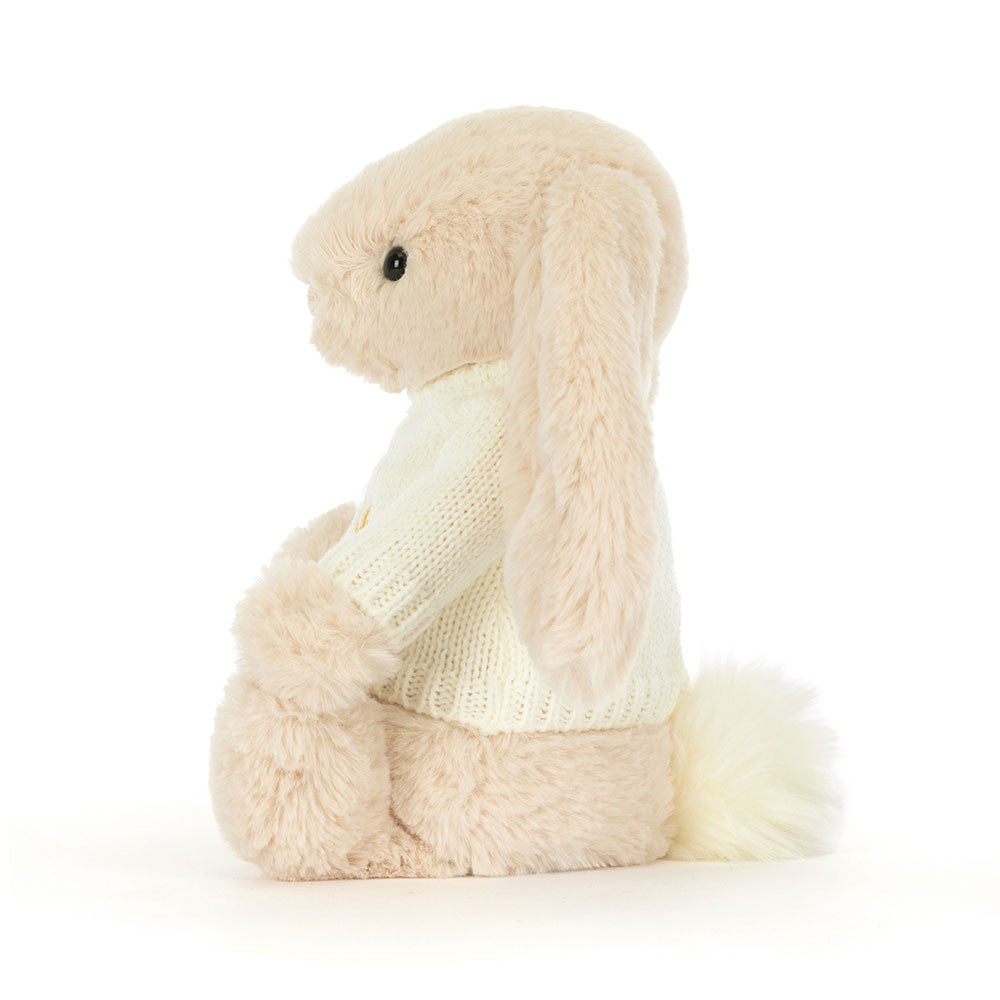 Jellycat Bashful Luxe Bunny Willow with Personalized Cream Jumper