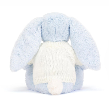 Jellycat Bashful Blue Bunny with Personalized Cream Jumper