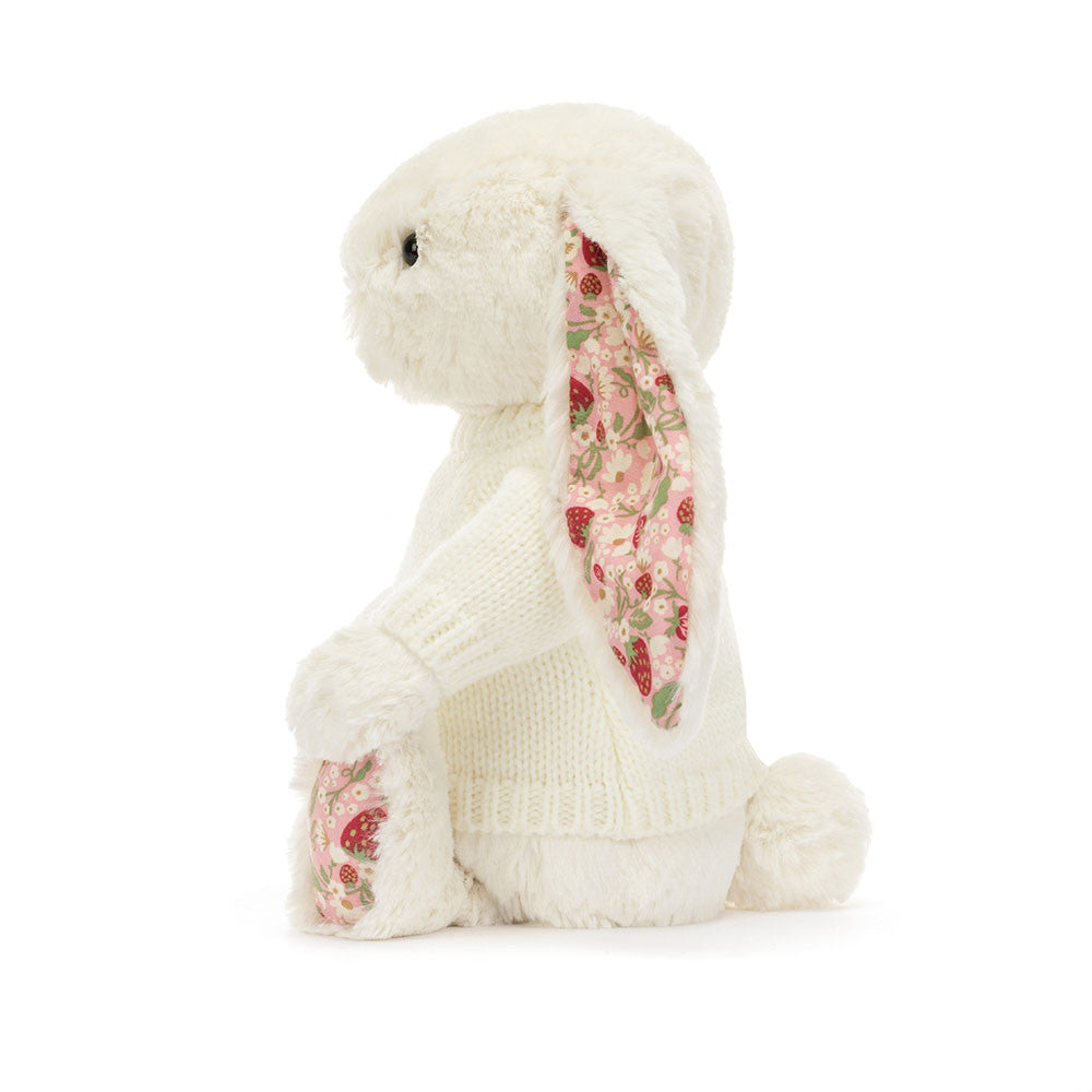 Jellycat Blossom Cream Bunny 'Berry' with Personalized Cream Jumper