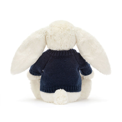 Jellycat Blossom Cream Bunny 'Berry' with Personalized Navy Jumper