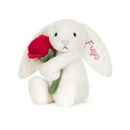 Jellycat Personalized Cream Bunny with Rose