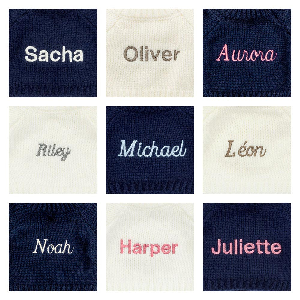 Jellycat Bashful Patchwork Brown Bunny with Personalized Navy Jumper