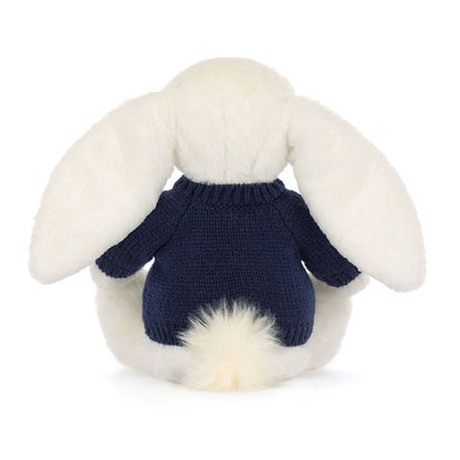 Jellycat Bashful Luxe Bunny Luna with Personalized Navy Jumper