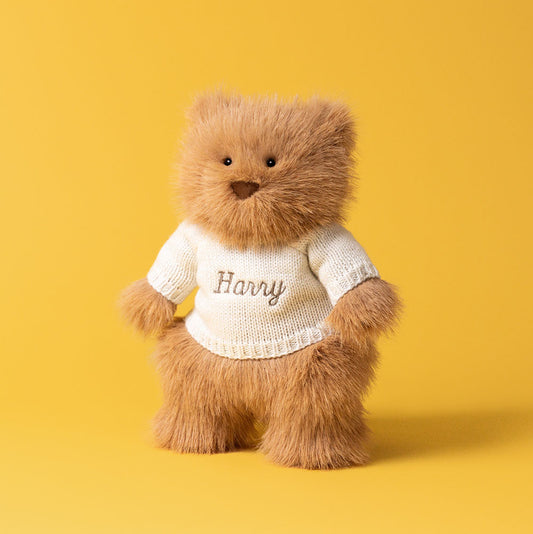 Jellycat Bartholomew Bear Bouffant with Personalized Cream Jumper