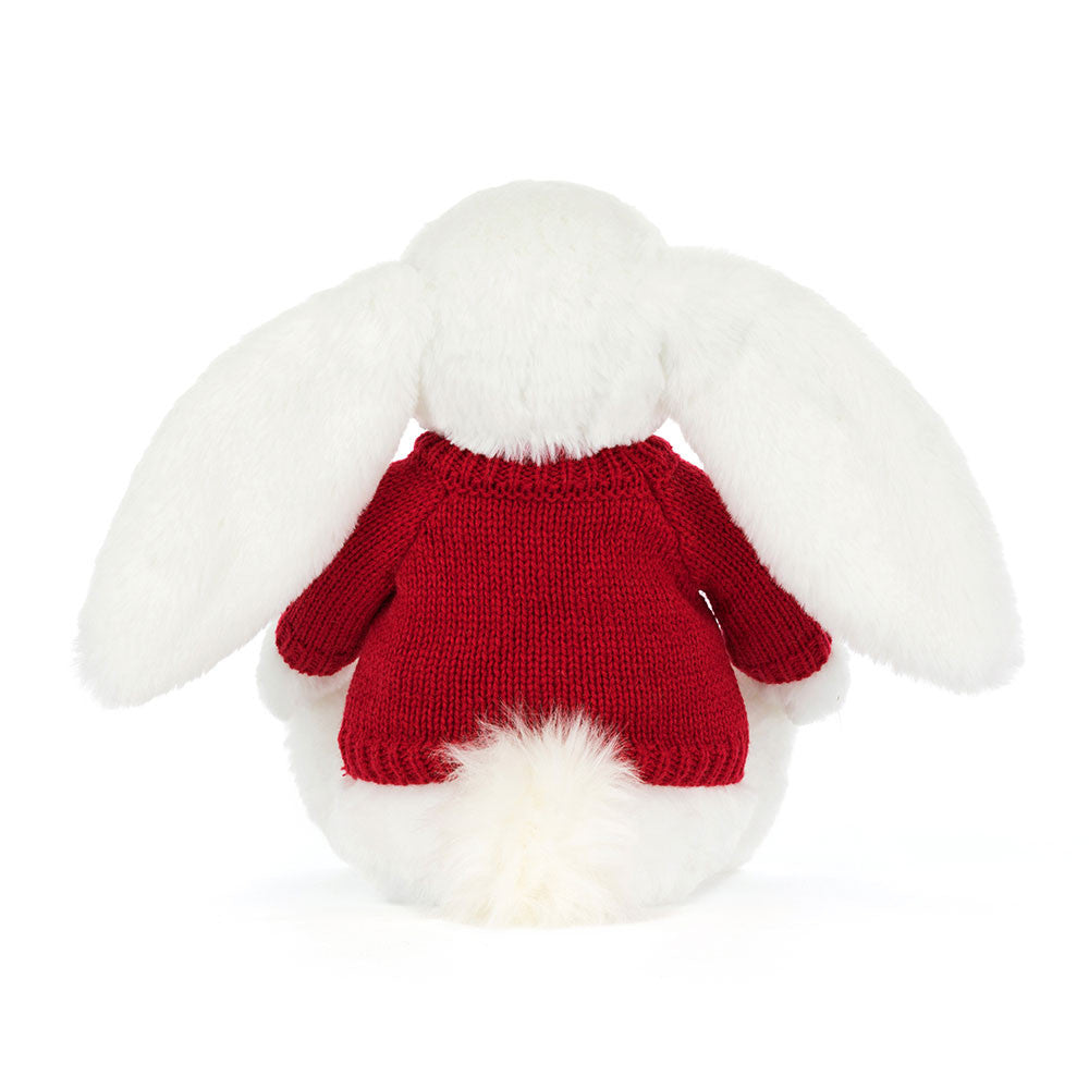 Jellycat Bashful Luxe Bunny Luna with Personalized Red Jumper