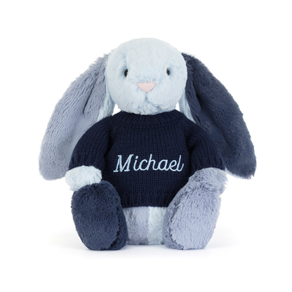 Jellycat Puddlesea Bunny with Personalized Navy Jumper