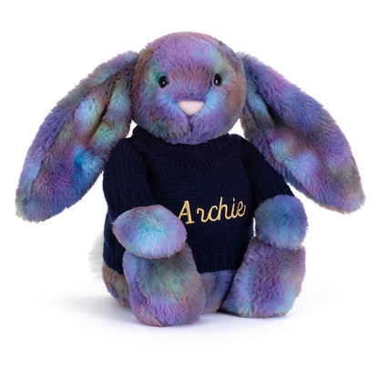 Jellycat Zodihop Luxe Bunny with Personalized Navy Jumper