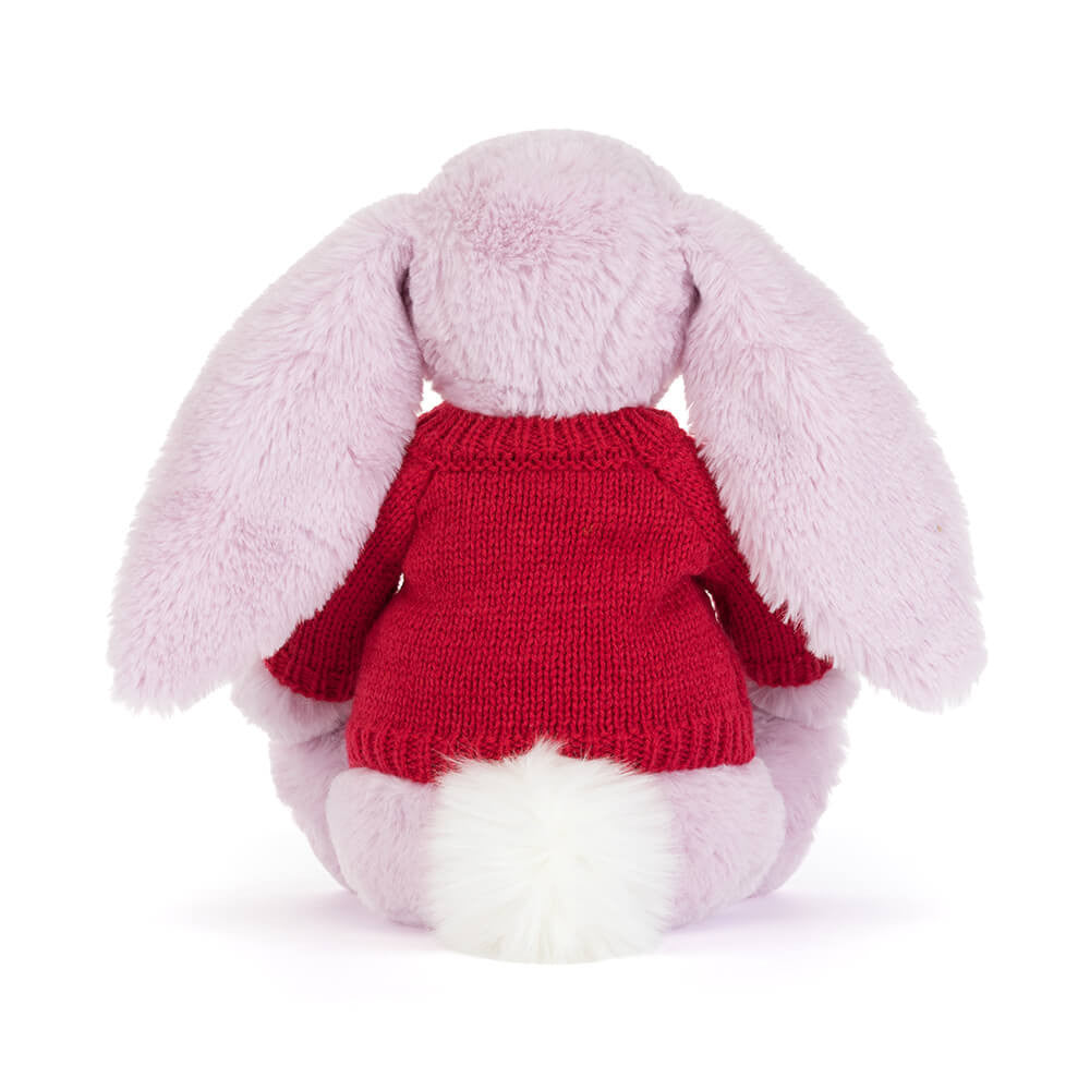 Jellycat Thistlepop Blossom Luxe Bunny with Personalized Red Jumper