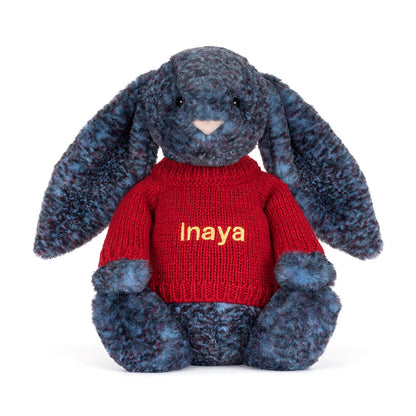 Jellycat Hopscone Luxe Bunny with Personalized Red Jumper