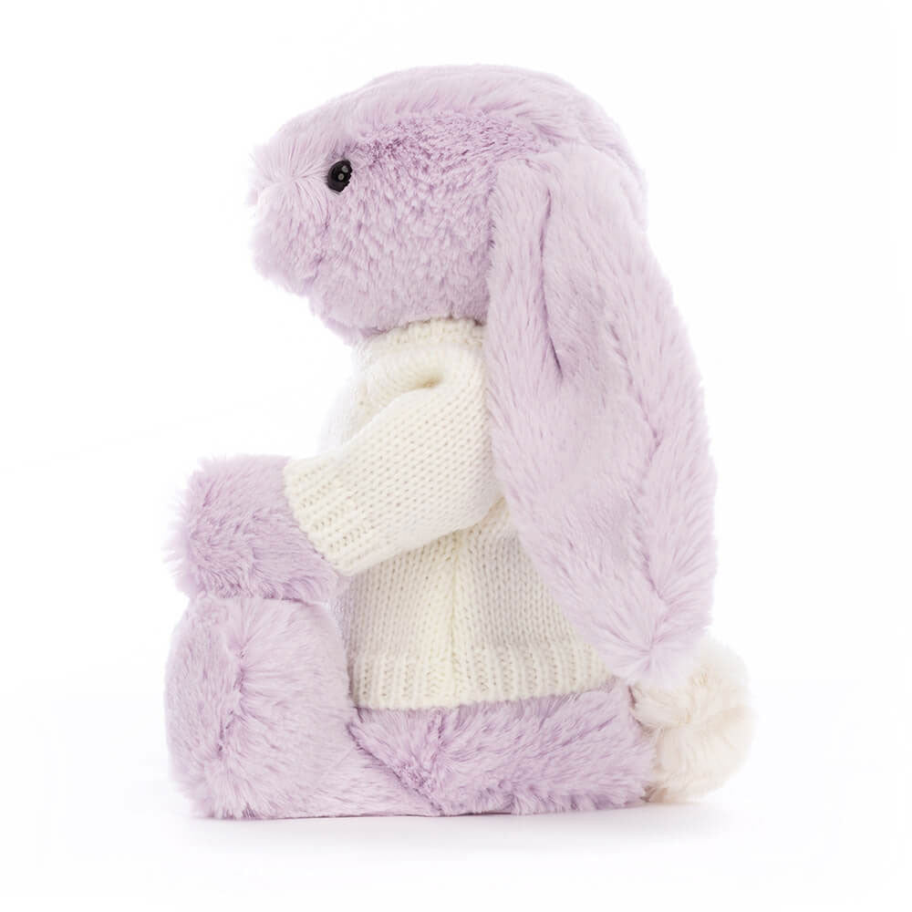 Jellycat Bashful Lilac Bunny with Personalized Cream Jumper