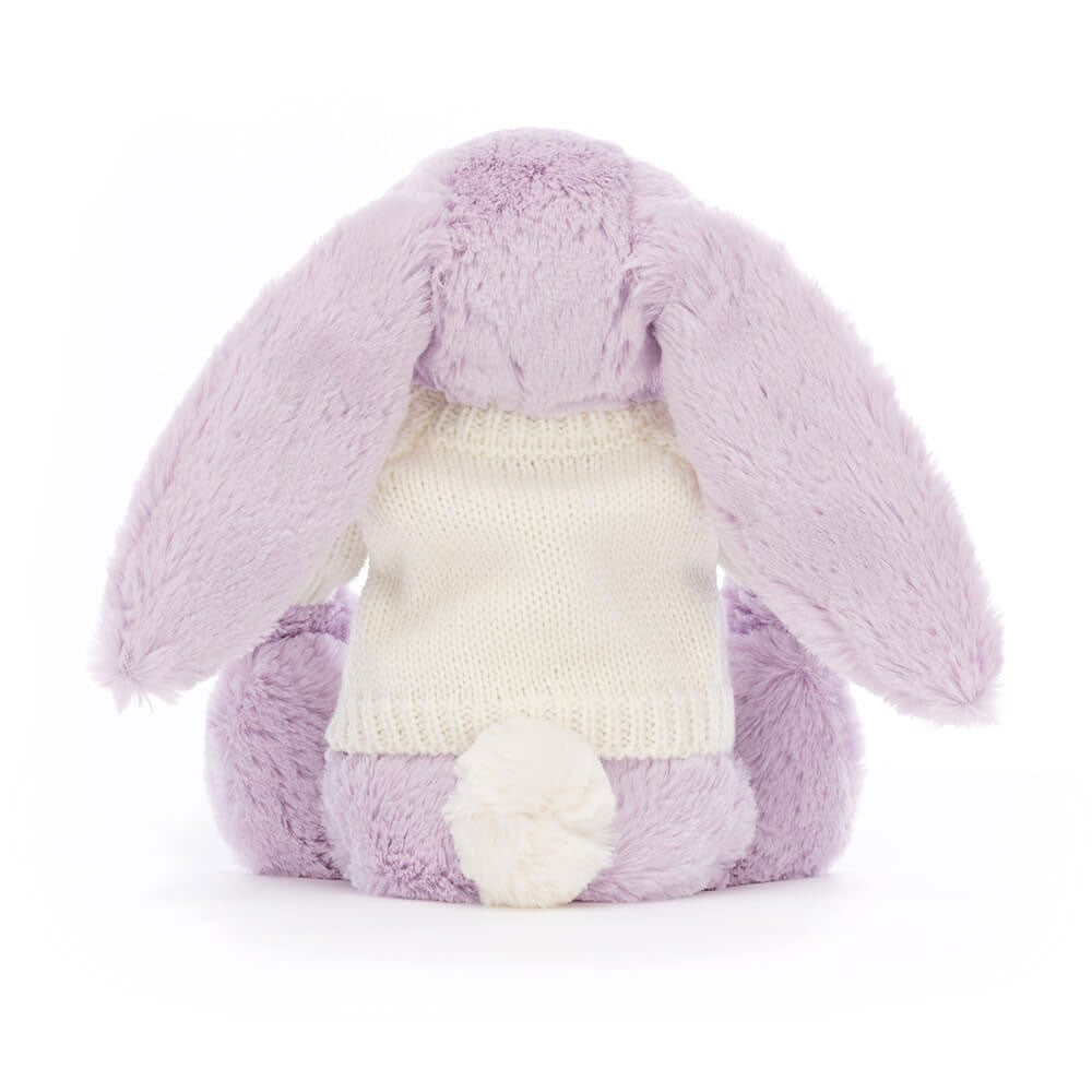Jellycat Bashful Lilac Bunny with Personalized Cream Jumper