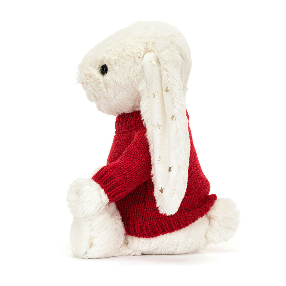 Jellycat Bashful Twinkle Bunny with Personalized Red Jumper